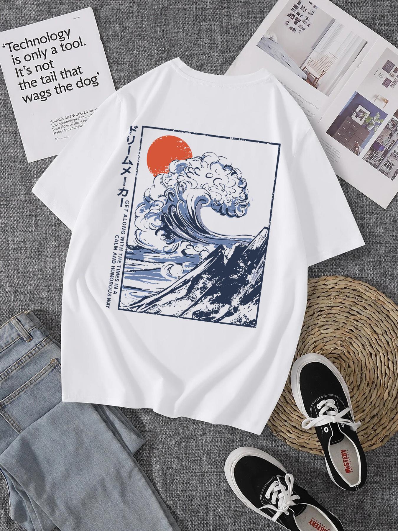 Men's Regular Fit Landscape Print Round Neck Sleep Tee, Casual Soft Comfortable Short Sleeve T-Shirt For Daily Wear, Sleepwear For All Seasons, Casual Style Tee, National Day Offers