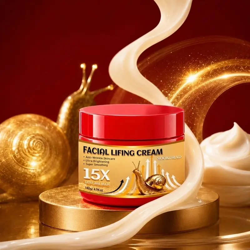 Facial Lifting Cream, 15X Snail Mucin, Anti-Wrinkle, Ultra Brightening, Super Smoothing, Face, All Skin Types, Daily Skincare, 140g/4.94 oz
