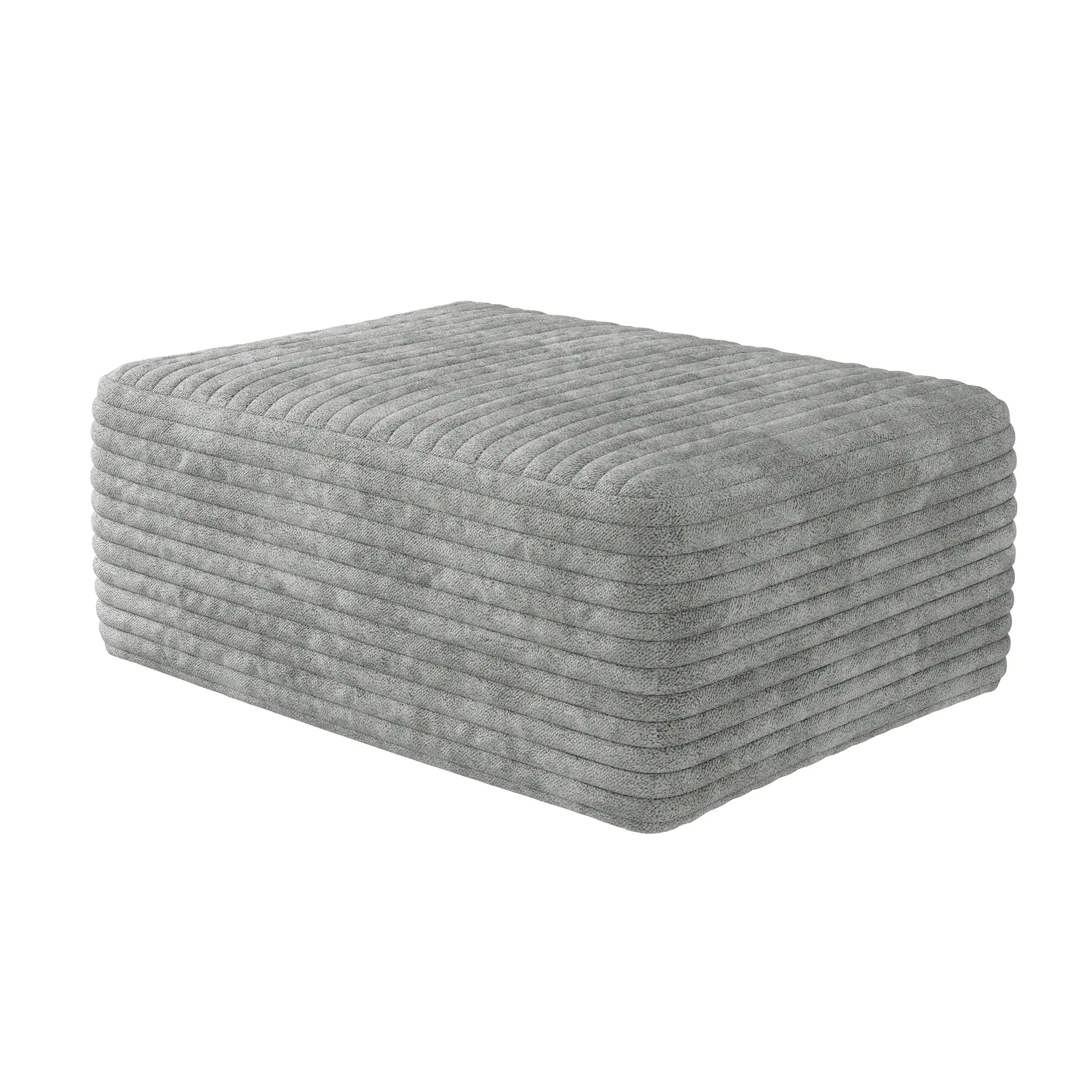 ARCH Modern Corduroy Ottoman Footstool Grey Fabric Foam Filled No Assembly Required Living Room Bedroom Accent Stool 27.6Wx39.4Dx15.8H, Grey Color Options, Fabric Material, Modern Style, Product Dimensions: 27.60 W x 39.40 D x 15.80 H in
