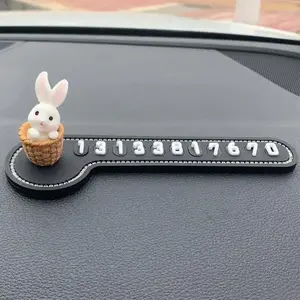 Car Temporary Stop Sign Multifunctional Cartoon Bunny Phone Number Temporary Parking Card Prompt License Plate Decoration