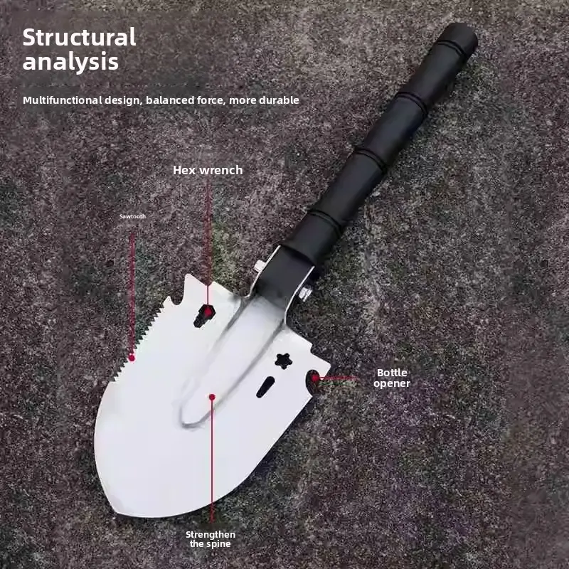 Foldable Tactical Shovel-Tool, Outdoor Survival Gear for Camping, Hiking