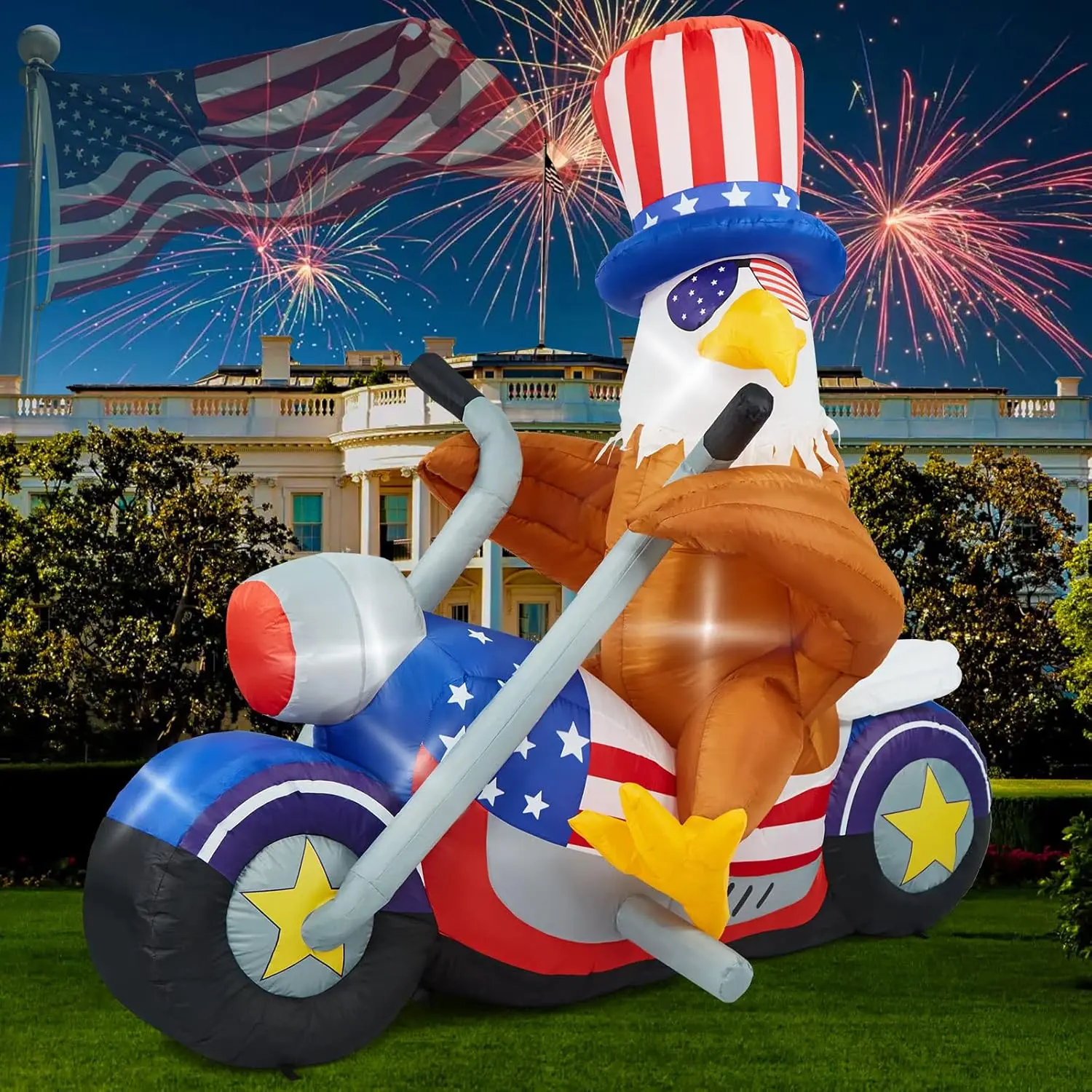 6 FT Fourth of July Inflatable Outdoor Decorations Patriotic Independence Day Inflatable Eagle with LED Lights for Yard Garden Lawn Memorial Day Decor