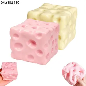 Cheese shaped soft elastic ball - with a soft jelly texture and bubble gum texture, the cube is soft and malleable, and the senses slowly rise. It is a decompression toy used to relieve stress and relax the body and mind