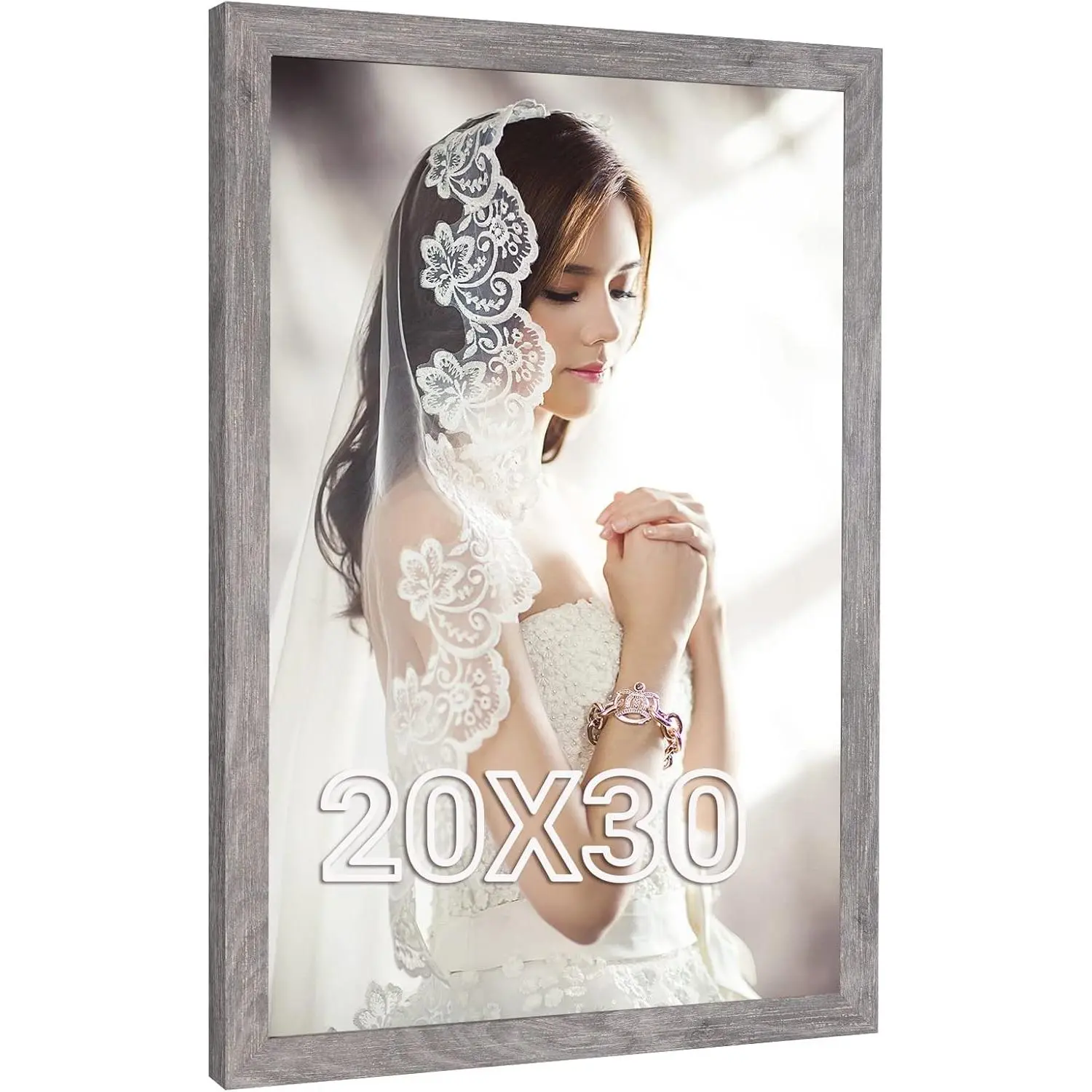 Rustic Grey 20x30 Picture Poster Photo Frame, Supports Horizontal Vertical Hanging, Large Wall Frame for Gallery Portrait, Ideal for Anniversary Birthday Wedding Christmas Gift