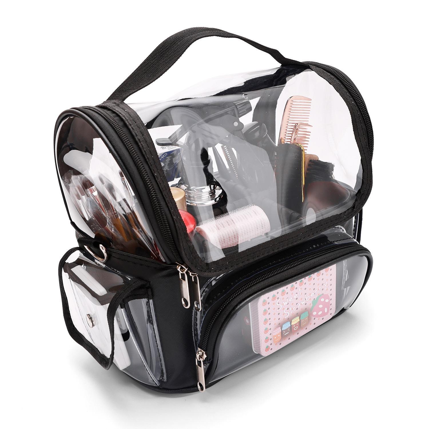 Transparent Waterproof Cosmetic Organizer Bag, PVC Fashion Travel Case for Makeup Tools, Haircutting Tool Storage, All Seasons Use