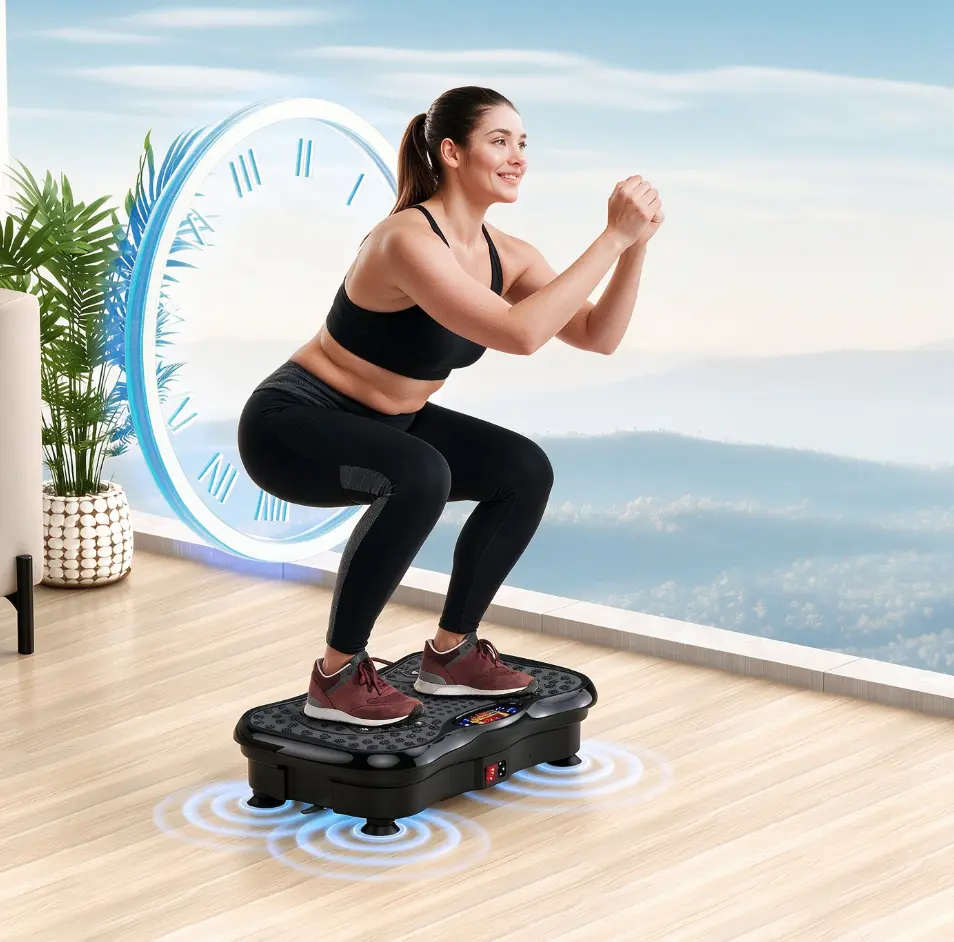 Vibration Plate Exercise Machine, Whole Body Vibration Platform with Bluetooth Speaker, Adjustable Multiple Speeds, Remote Control, Max 330lbs User Weight