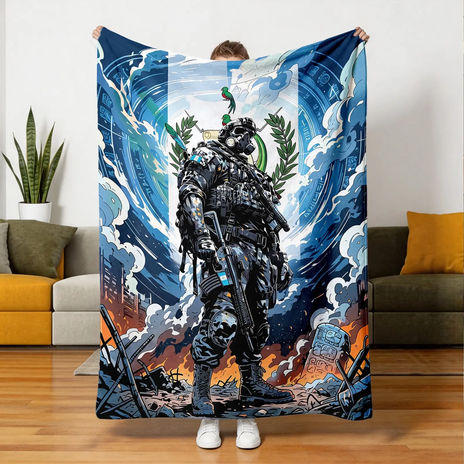 Tactical Soldier Flannel Blanket, Soft and Skin-Friendly, Warm, Suitable for Sofa, Bedroom, Nap, Multiple Scenarios