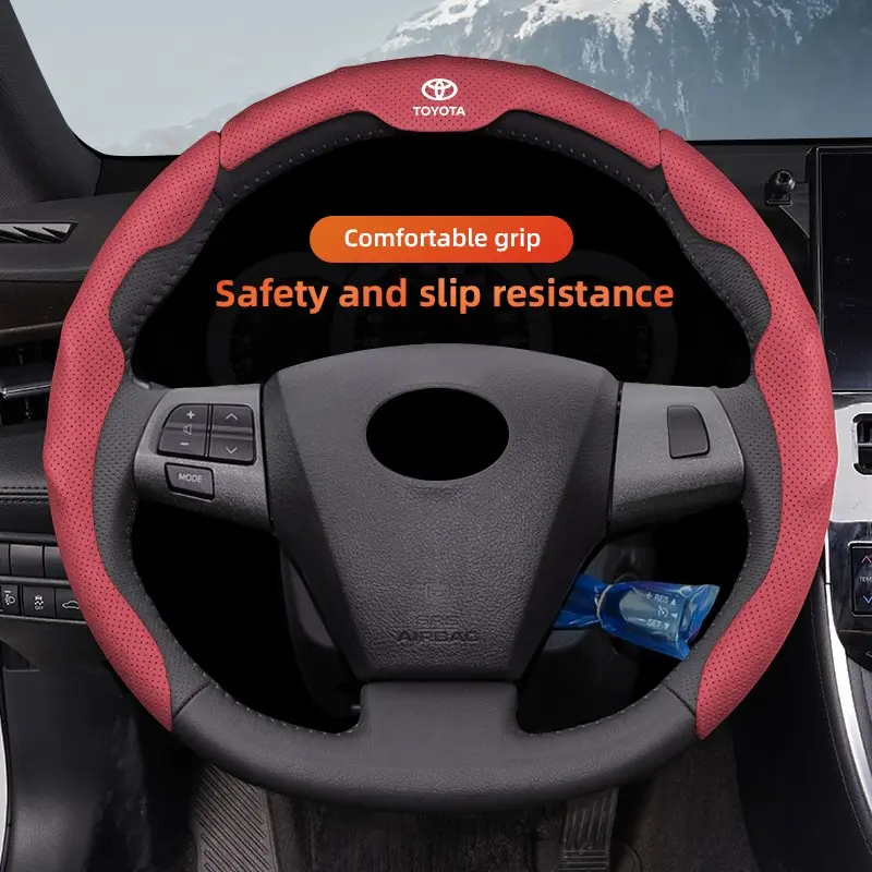 Car Steering Wheel Covers Cover Breathable Steering Covers Fashionable Car Accessories For Toyota 86 Mirai Supra Prado Alphard Crown Vellfire Sequoia Venza Avalon Prius Camry Yaris RAV4 Highlander Sienna Reiz Auris Harrier Fortuner CHR