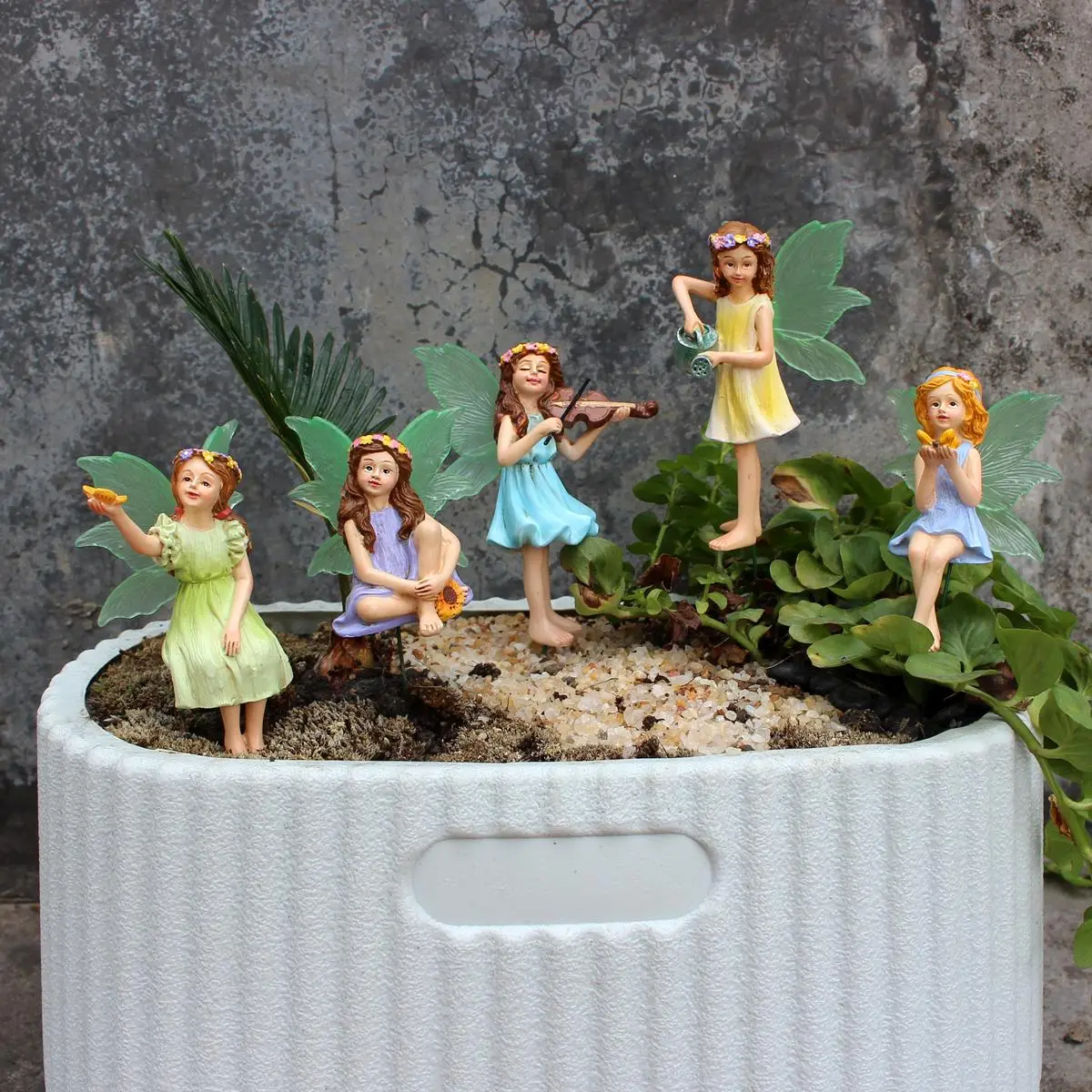 Flower Fairy Design Garden Decoration, 1 Box Cute Resin Crafts, Outdoor Garden Bonsai Decoration Plugin, Home Garden Fairy Tale World Decoration Accessories