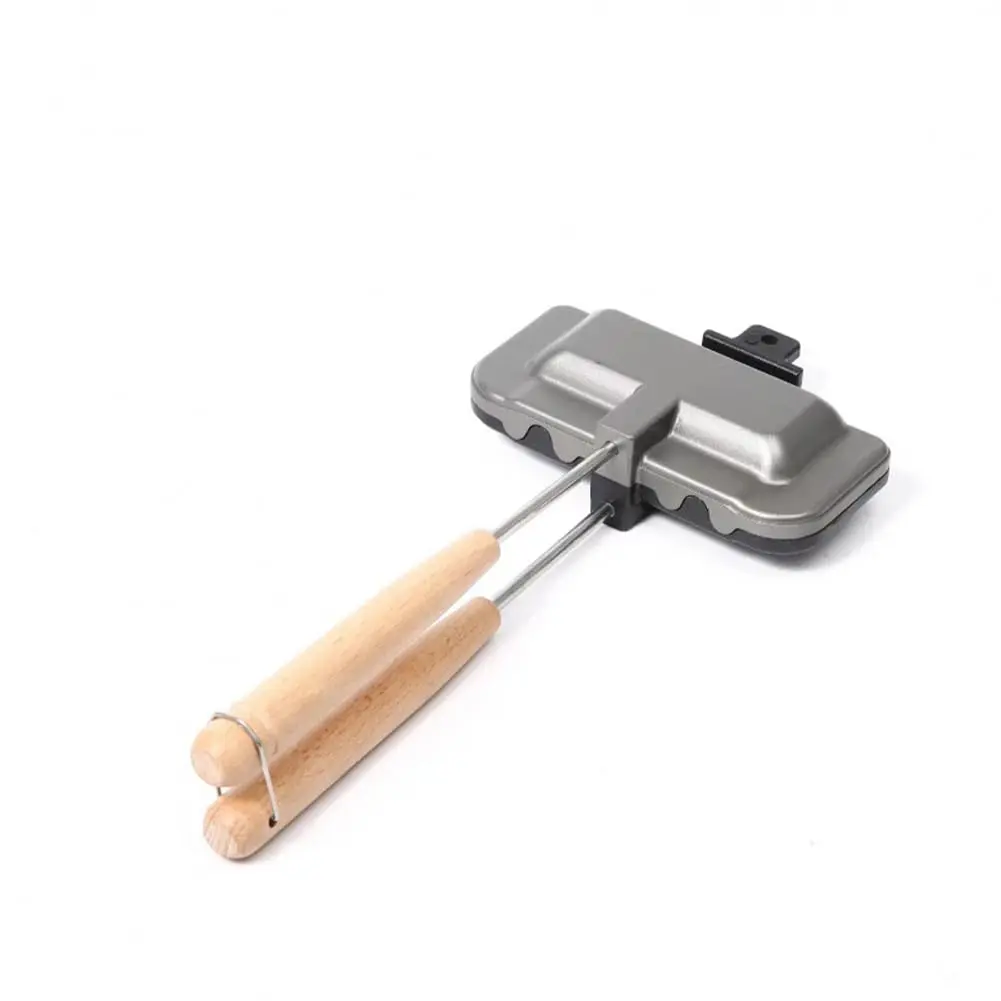 Double-Sided Nonstick Cast Alum Sandwich Maker & Hot Dog Toaster - Small Compact Minimalist Panini Press with Removable Handle, Even Heat Distribution - Multi-Purpose Breakfast Cookware for Campers