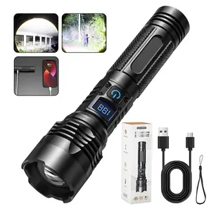 Rechargeable Flashlights, Super Bright High Lumens Flash Light, LCD Digital Display, 1800mAh Battery Powerful Handheld LED Flashlights for Home Emergencies Camping