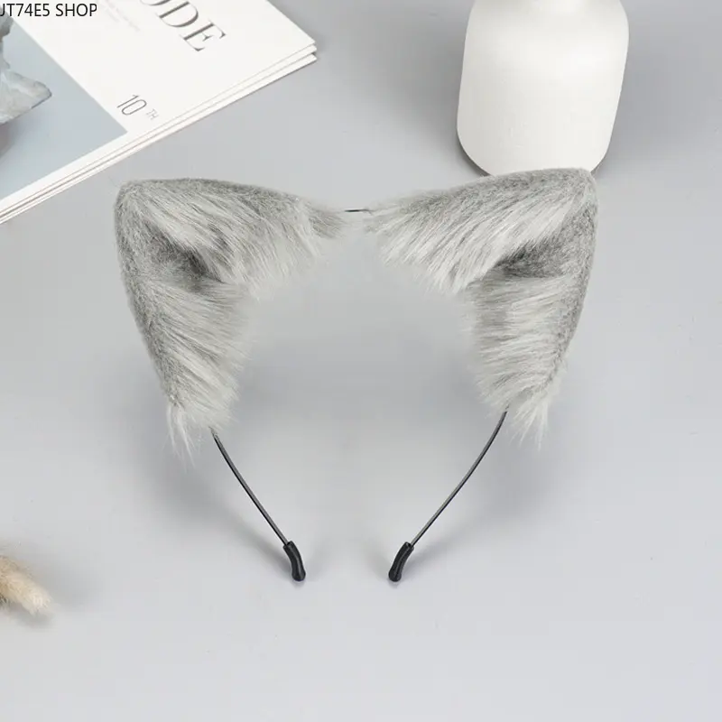 Handmade Plush Simulated Fox & Cat Ears Headband, Animal Ear Cosplay Dress-Up KC Headwear Accessories