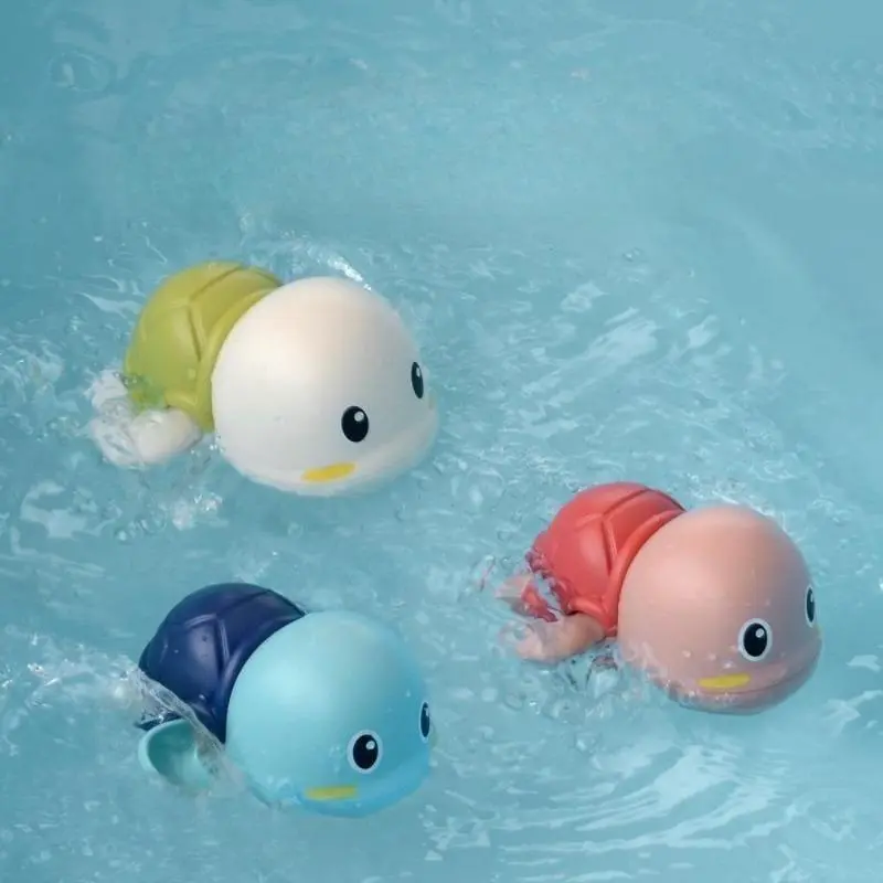 Wind-Up Floating Toy Turtles, Smooth Plastic Animal Bath Toys for Toddlers, Unisex Water Play Set for Pool, Easy to Clean, Cute Colors, Tub-Friendly, Smooth Edges, Holiday, Birthdays, Gentle On Skin, Wind-Up Turtle Bath Toys