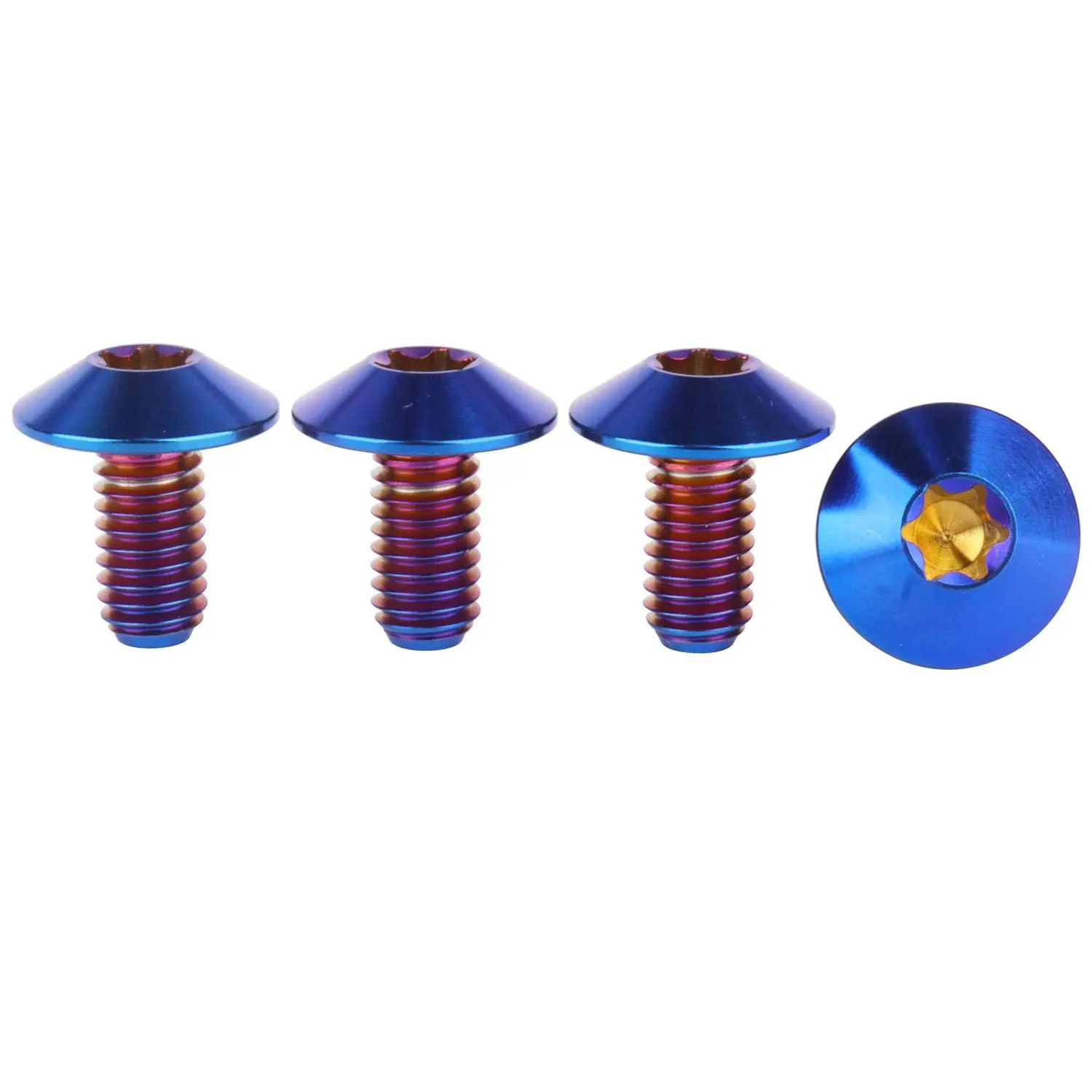 4 count Titanium Bolt M5 M6 12/15/20mm Torx  Screw for   (Burnt Blue, M6x12mm)