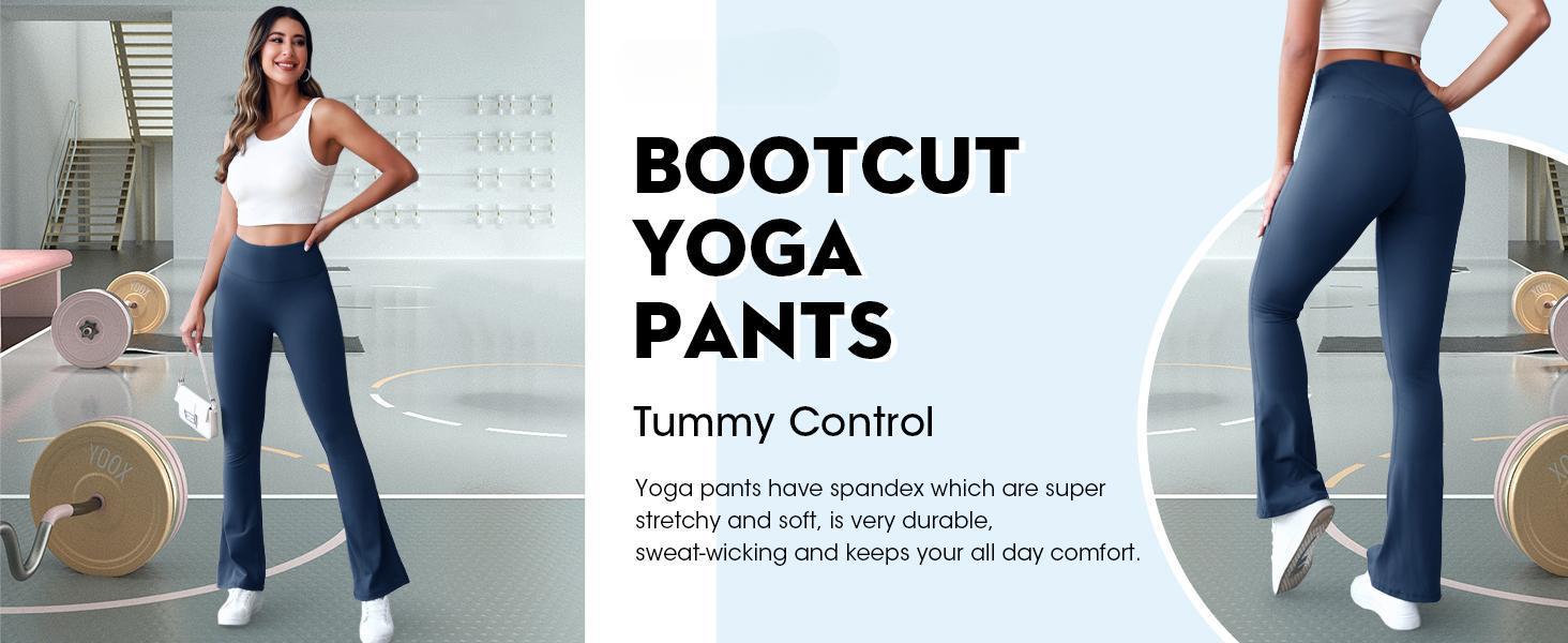 Imily Bela Womens High Waist Flare Yoga Leggings Scrunch Butt Lifting Bell Bottoms Bootcut Workout Pants with Pockets