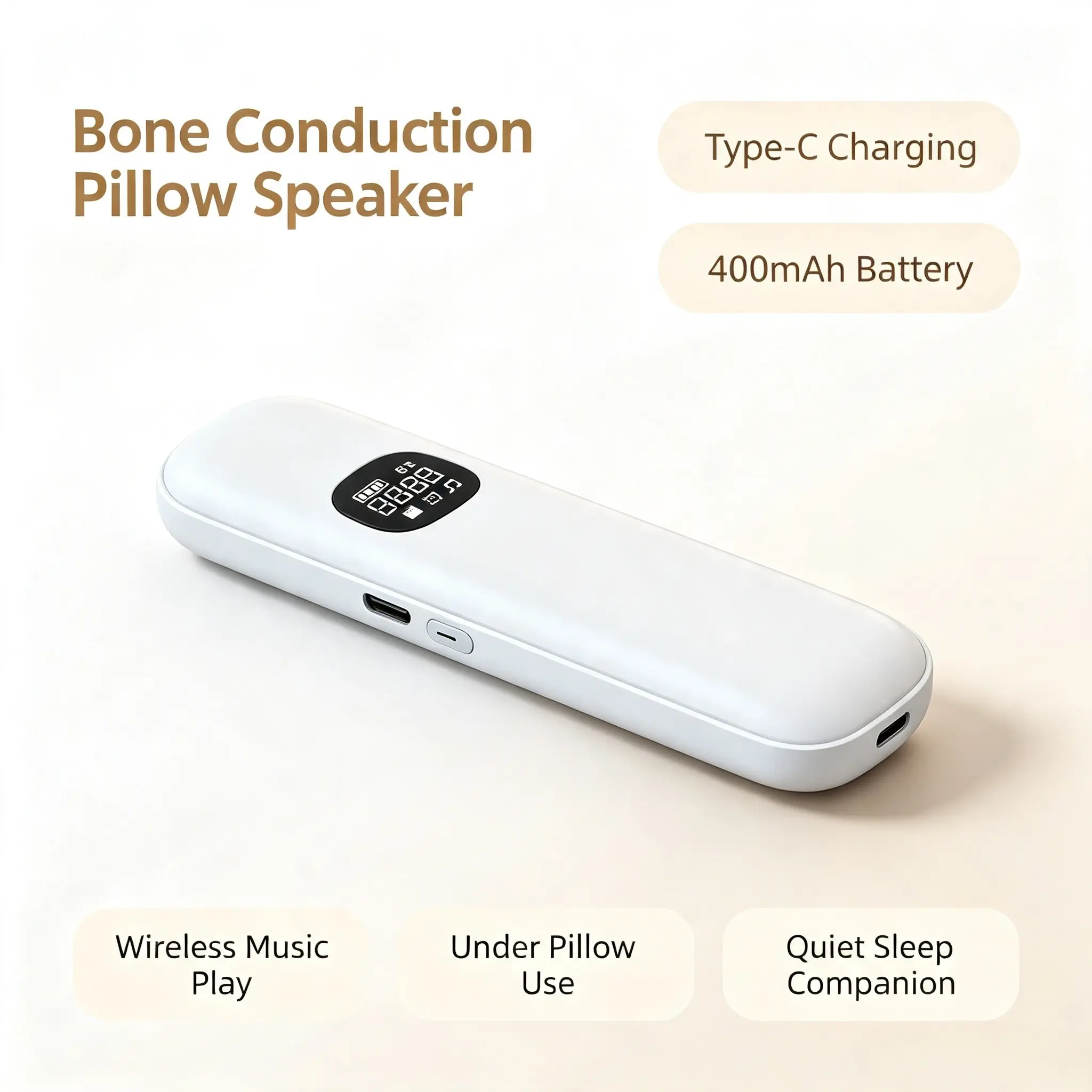 Bluetooth-compatible Compatible Bone Conduction Pillow Speaker, High Fidelity Sound, Sleep Aid, Wireless Earbuds for Travel and Home Use