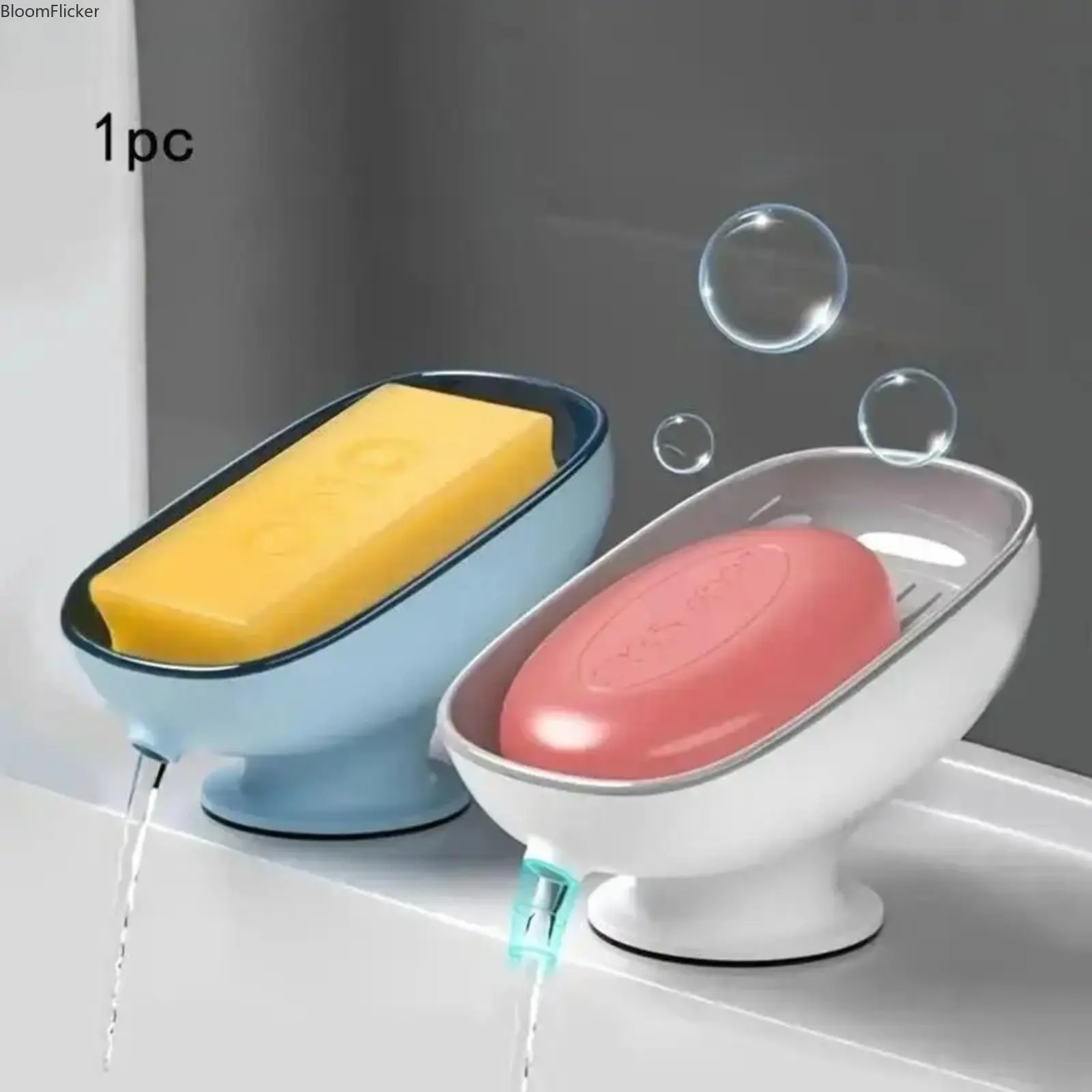 Wall-Mounted Soap Dish with Drainage, Adjustable Oval Bathroom Soap Holder, Anti-Slip Removable Soap Tray, Modern Bathroom Accessory for Shower & Sink Organization