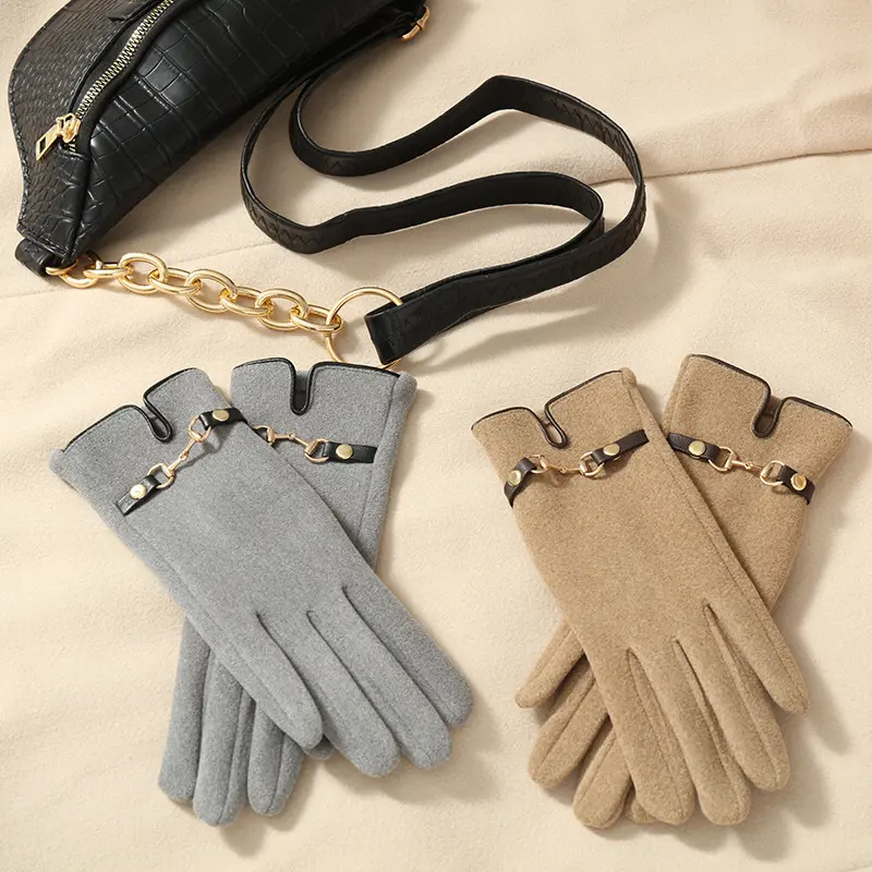 Women Warm Deerskin Winter Gloves Touch-Screen Cold-Resistant Thermal Texting Mittens Windproof Heavy Duty Non-Slip Fashion Dress Gloves for Driving Cycling Commuting