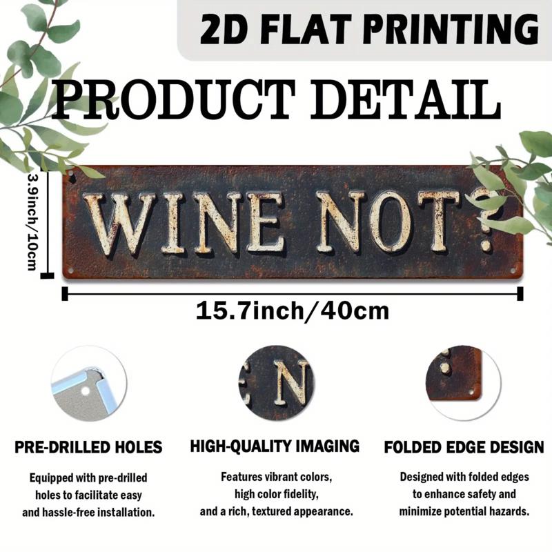 1PC 2D Plane, Retro "Wine Isn't It?"Metal Sign - Kitchen, Bar, Winery and Home Country Wall Decor, 9.91x 39.88cm , Metal Wall Art Decoration