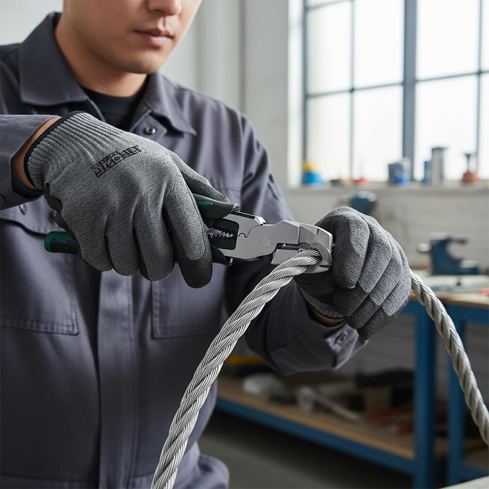 Industrial-Grade Multi-Function Cutting Pliers, Heavy-Duty Multi-Functional Pliers Nail Puller/Wire Cutter/Stripper/Crimper Compound Action Leverage Design Industrial Chromium-Vanadium Steel Plier