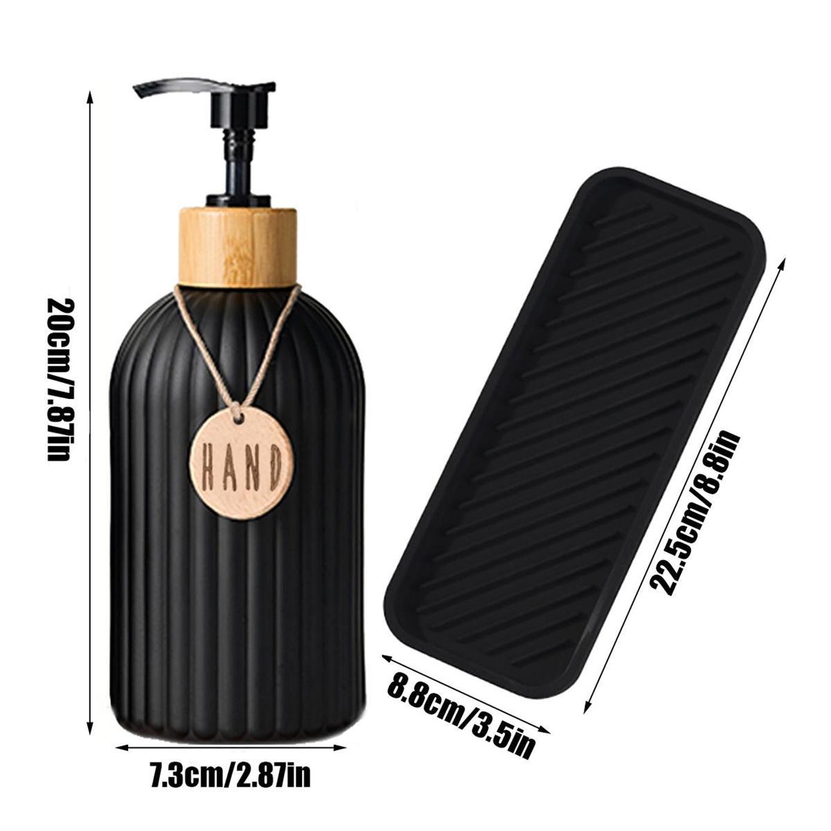 2pcs/set Wavy Design Empty Refillable Bottle & Silicone Tray, Bathroom Lotion Storage Bottle, Soap Container, Soap Canister, Portable Press Type Shampoo Dispenser Bottle, Bathroom Accessory, Home Supplies, Soap And Lotion Dispenser Set