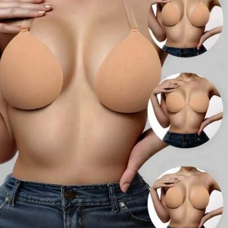 Ladies' Neck Hanging Invisible Bra, Underwear, Gathered Silicone Breast Patch, Sexy Invisible Bra, Backless Clothing Pairing, Medium, 1pc