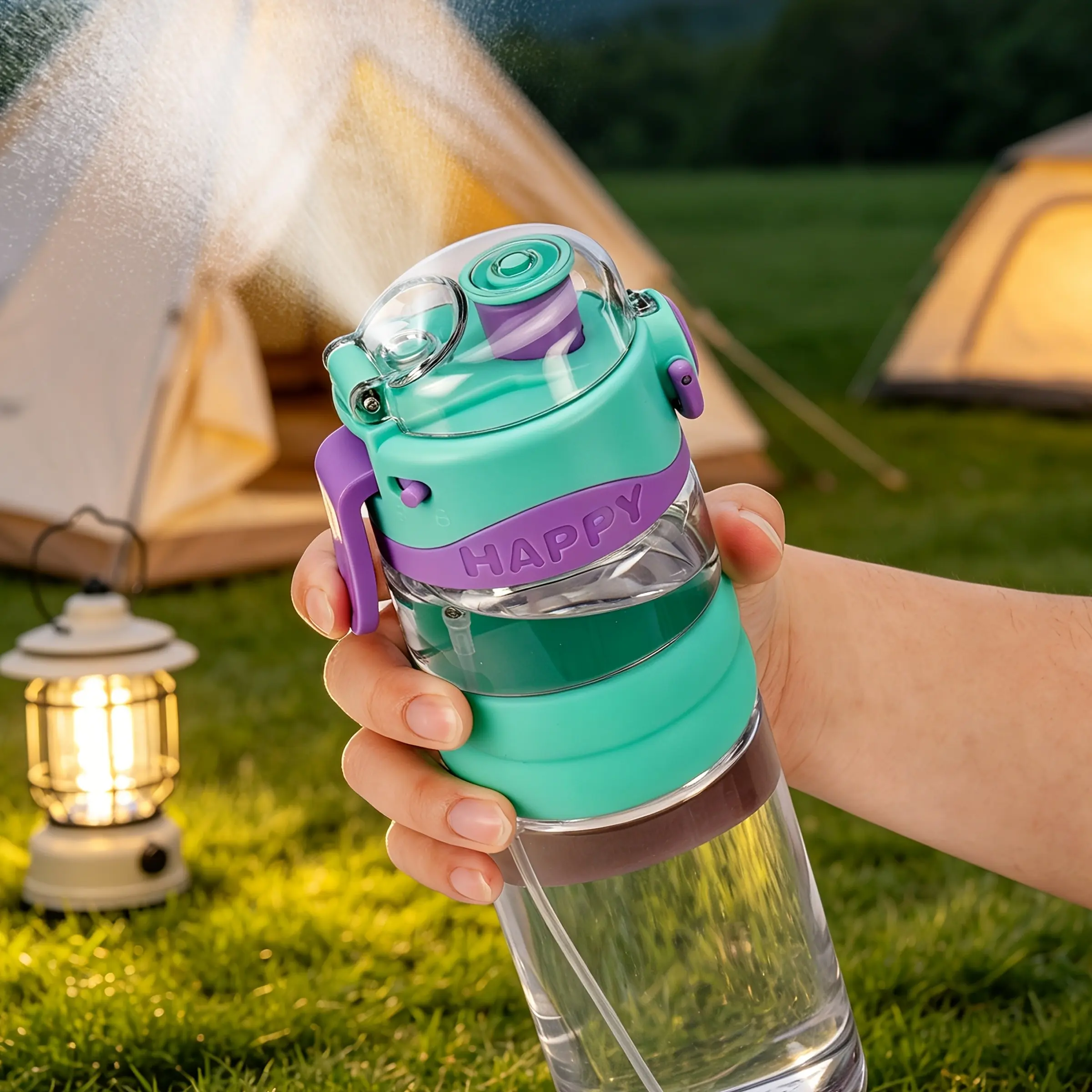 750ML/26oz Large Capacity Sports Spray Water Bottle, Safety Lock Straw Cup, Portable Leak-Proof Outdoor Fitness Cup, Ideal for Travel, Camping, Gifts