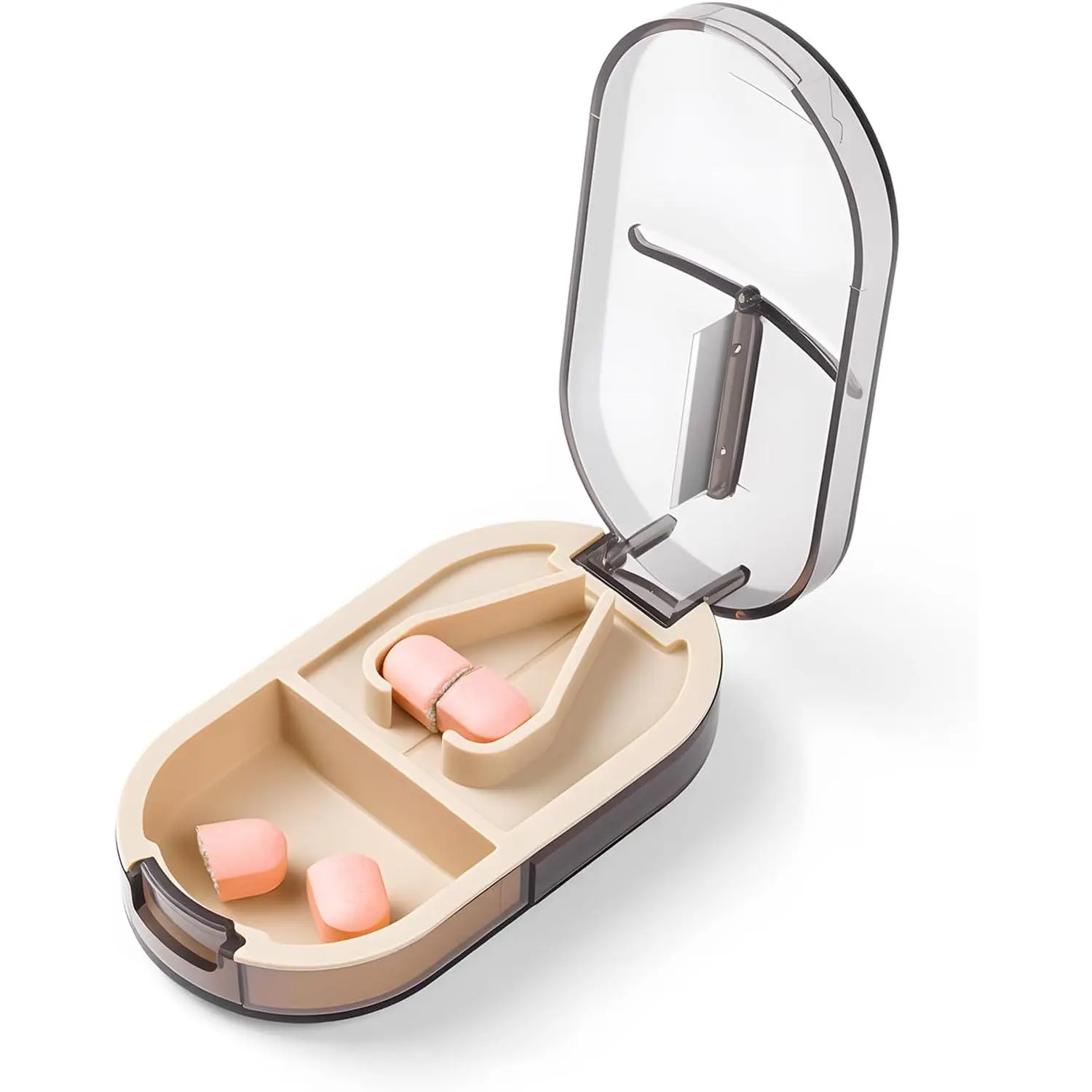 Pill Cutter Splitter with Removable Silicone Pad, Safe and Precise Cutting  Large, Small & Tiny Pills, Vitamins and Tablets, Stainless Steel Blade, Travel Size, BPA Free