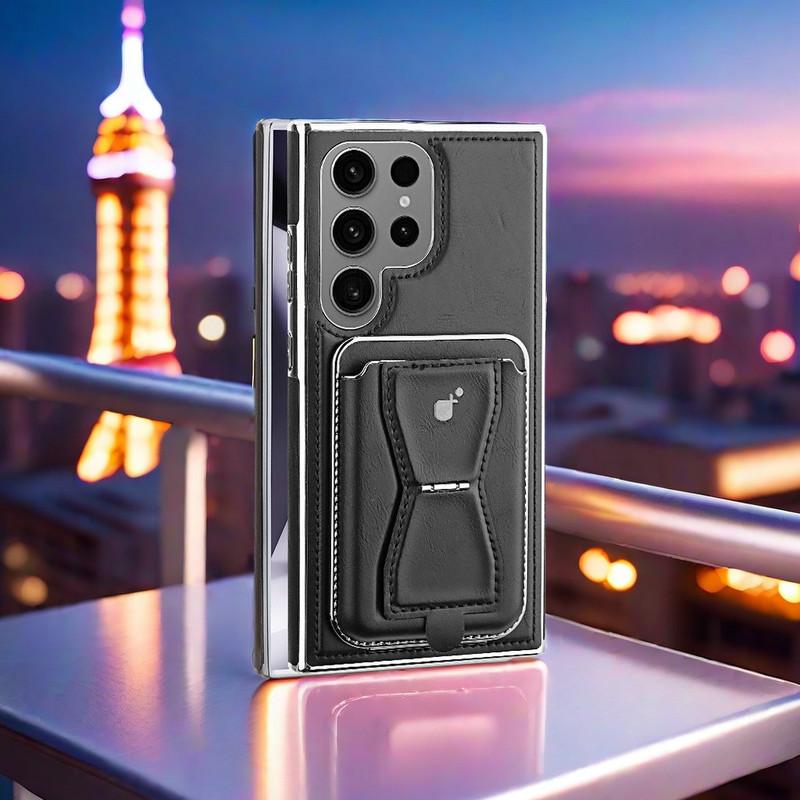 Magnetic Holder Phone Cases for S25/S24 Ultra/S23 Men Business Leather Shockproof Cover NH15