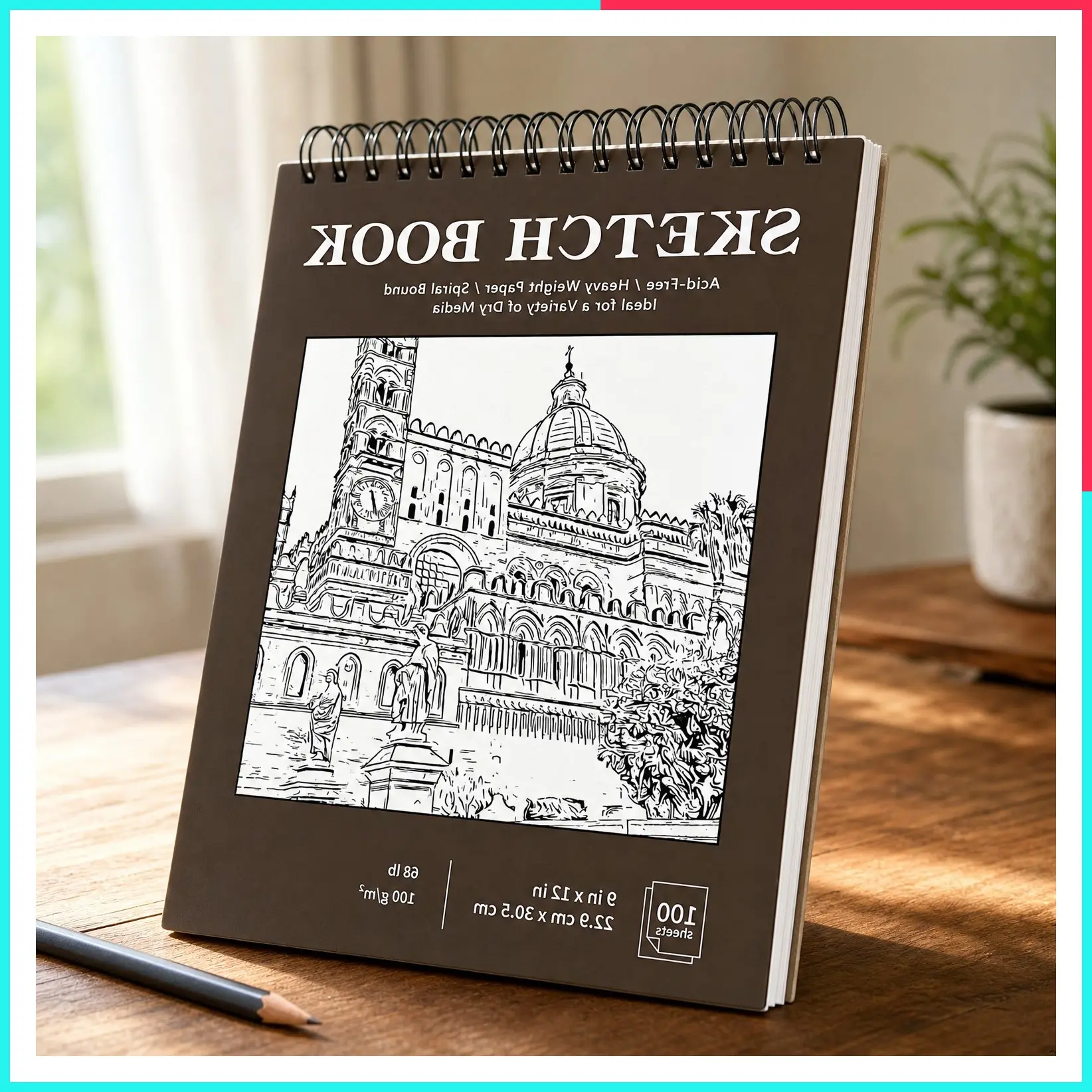 9x12 Sketch Book, 100 Sheets Drawing Pad, 68lb Acid-Free Paper, No Bleed-Through, Clean Erase, Top Spiral Lay-Flat, Micro-Perforated, Suitable for Kids, Adults & All Skill Levels