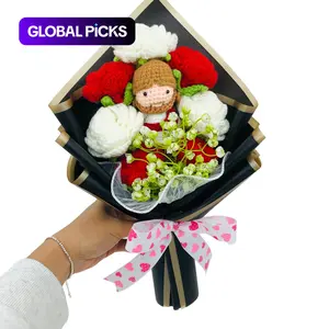 Handmade Crochet Rose Bouquet, Jesus Christmas Mother's Day Gift, Fake Flower Arrangement, Party Decoration, Halloween Thanksgiving, Home Decor Gift #TOP PICKS