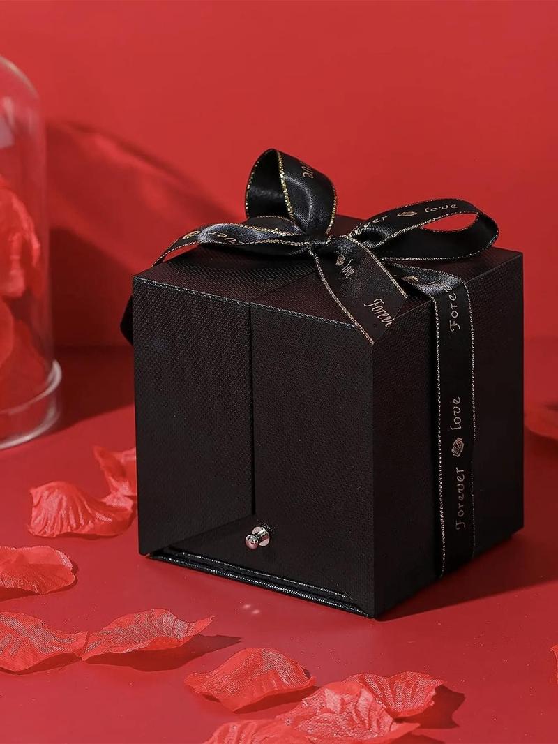 Couple Rhinestone Decorated Magnetic Heart Charm String Bracelet with Rose Gift Box, Fashionable Jewelry for Women & Men, Trendy Exquisite Jewelry for Birthday Gift