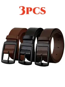 Men's Fashion Belt Set, Designer Casual Denim Belts, High-Quality Synthetic Leather, 3 Color Options, Ideal for Daily Training, Outdoor Sports