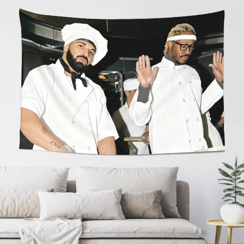 60x40in Rectangular Humorous Novelty Tapestry - Chef Theme Wall Decor with Rap Vibe, Life Is Good Style Peach Skin Fabric Wall Hanging for Kitchen Bedroom Dorm Backdrop, Humorous Novelty Tapestries