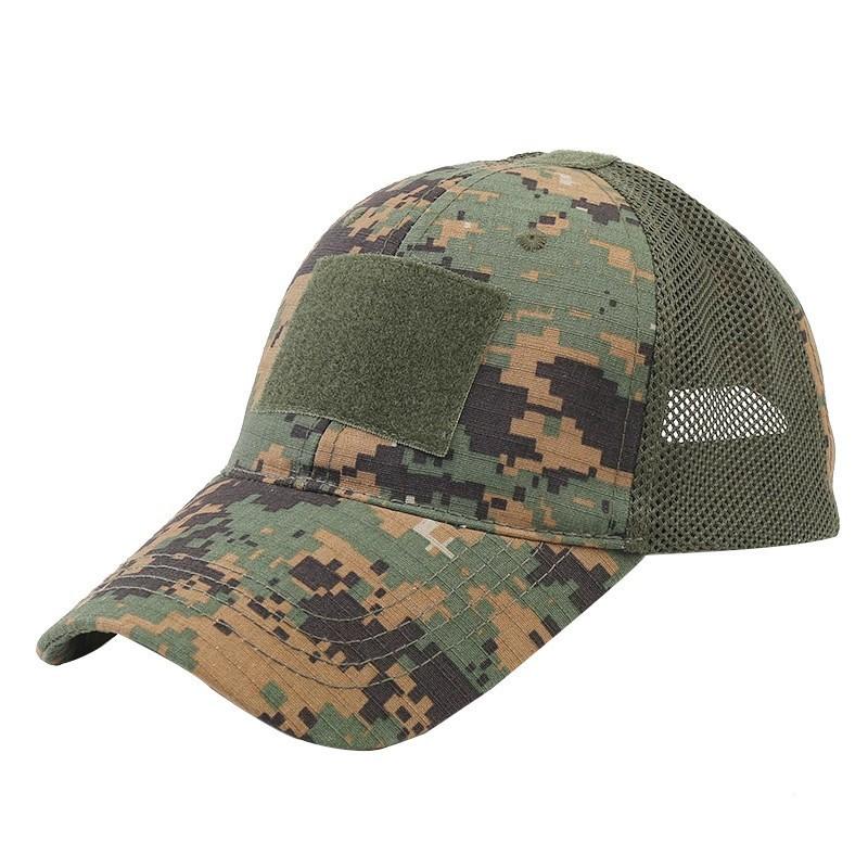 Men's Military Tactical Mesh Baseball Cap, Camouflage Velcro Duckbill Cap, Hiking Sun Protection Hat, Digital Camouflage, Suitable for Outdoor Hiking
