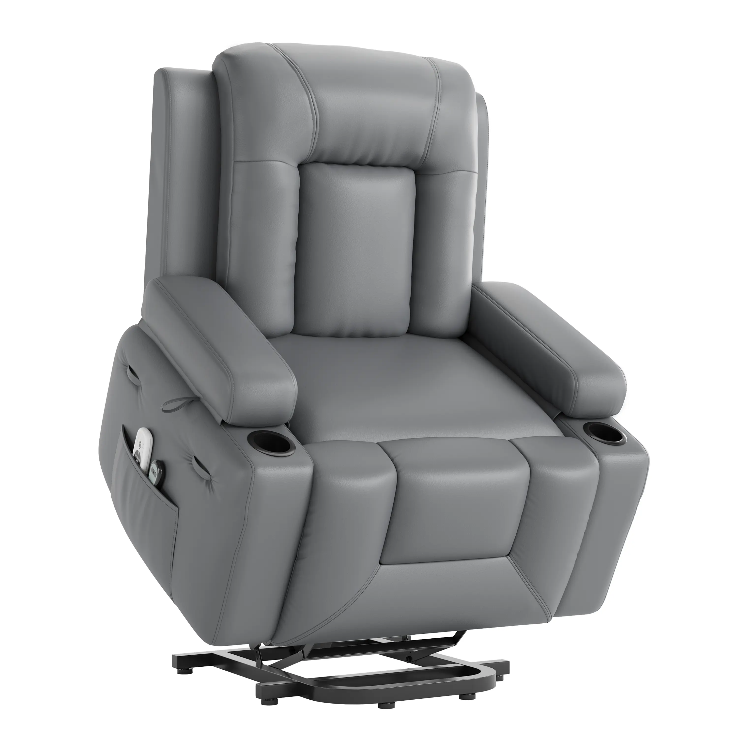Power Lift Recliner Chair - Heat and Massage, PU Leather Electric Lift Recliner for Elderly & Mobility Impaired, Adjustable Back and Legs, Heavy Duty Lift Chair for Seniors