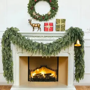 6 Feet 2 Pcs Artificial Cedar Wreath, Realistic Winter Cedar Wreath, Indoor Outdoor Christmas Decor, Halloween Thanksgiving