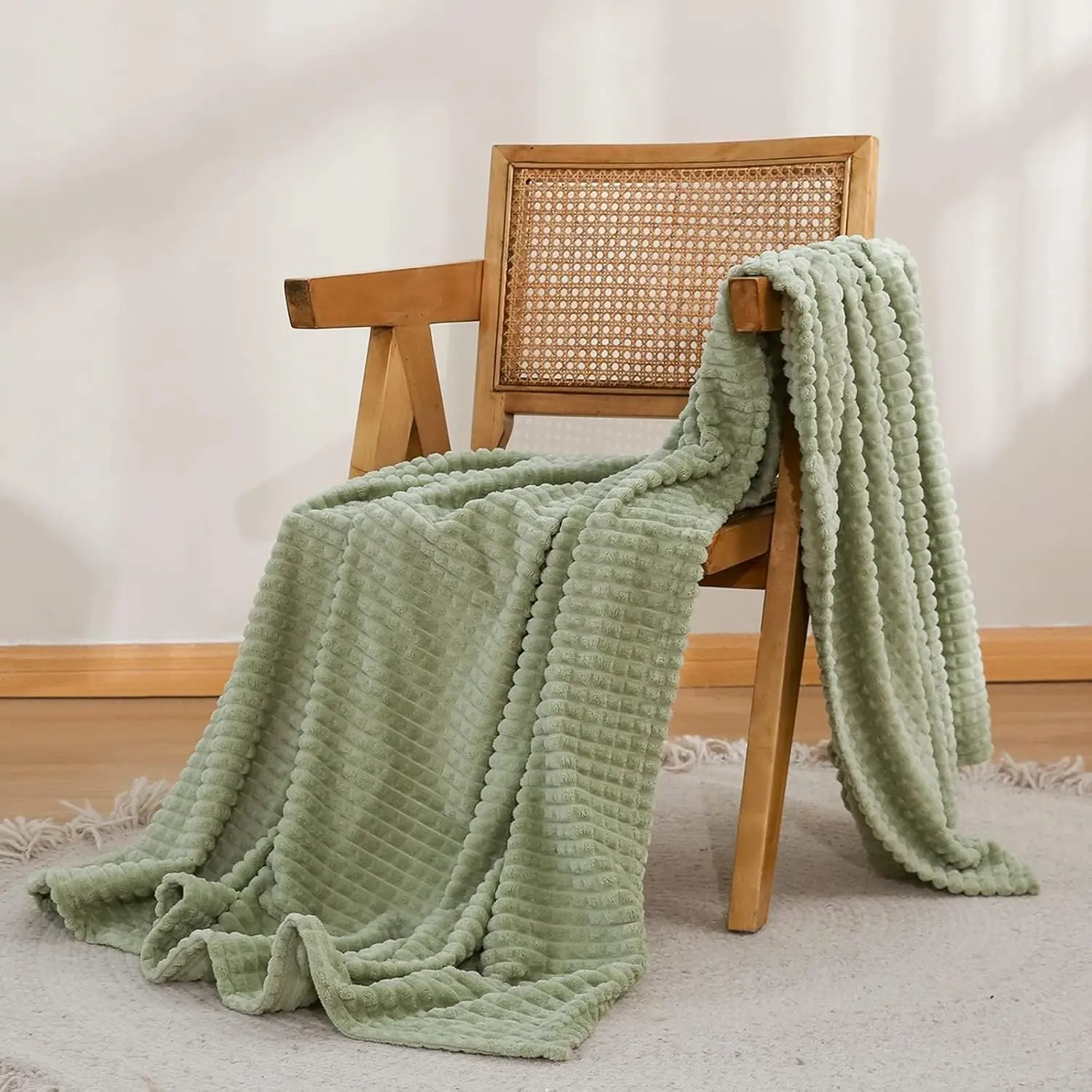 Sage Green Throw Blanket 50x70 Inches - Super Soft Fluffy Lightweight Fleece Blanket for Couch, Bed, Office Chair, Home DecorGift