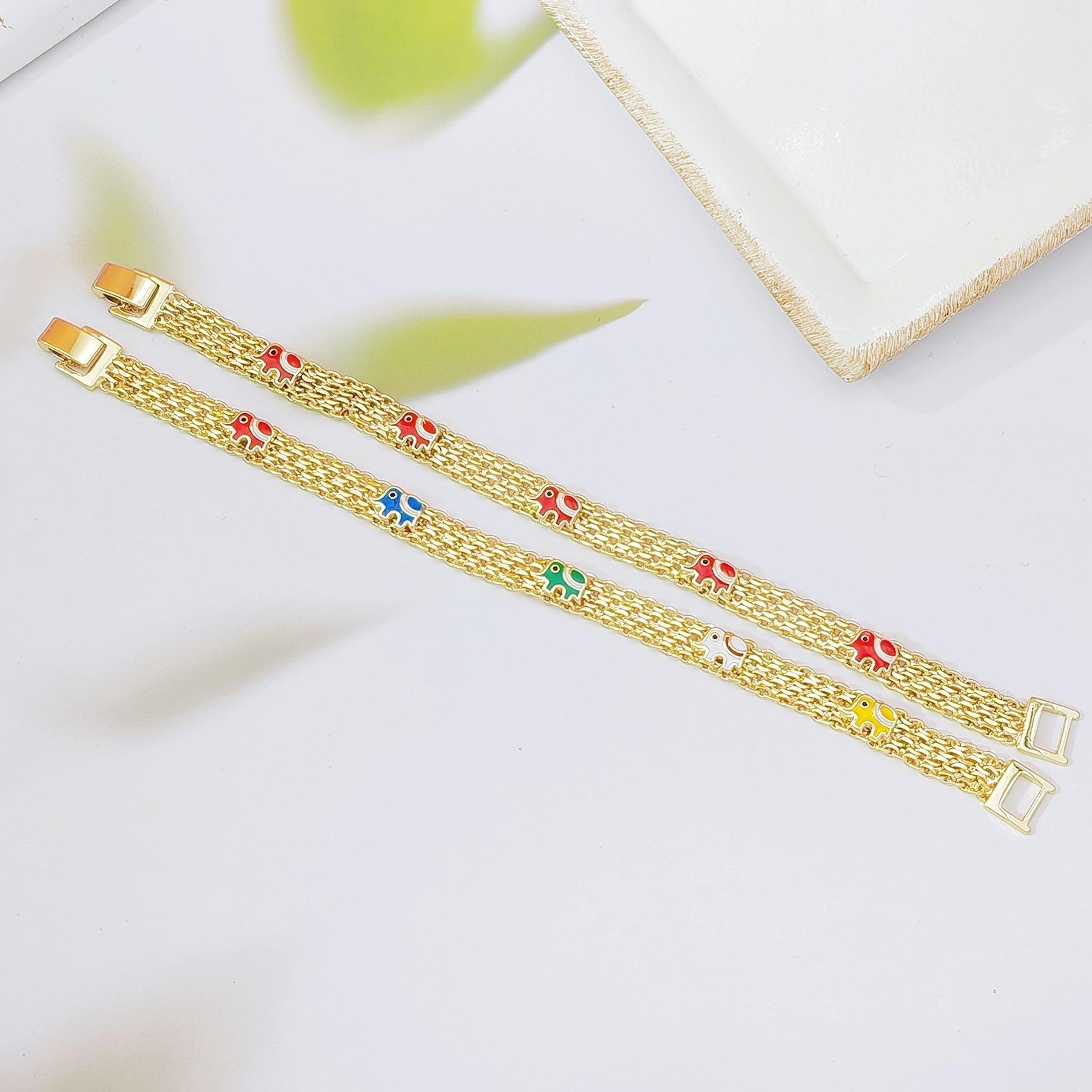 Light Luxury Bohemian Colorful Lucky Elephant Bracelet, Niche High-End Design, Stylish Versatile Fashion Jewelry for Daily & Festival Wear