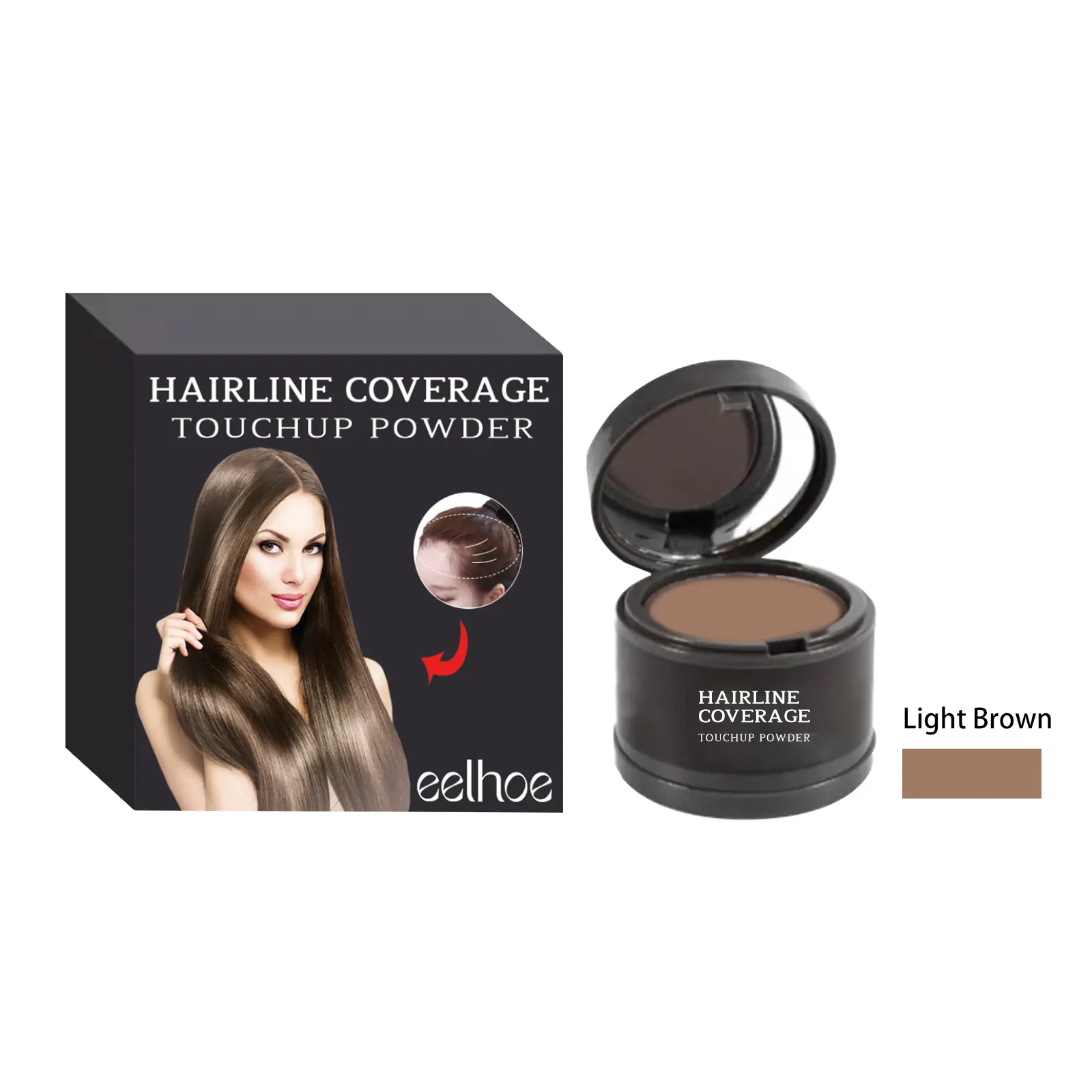 Hairline Coverage Touchup Powder, 3 Colors Optional Waterproof Hair Shadow Powder, Instantly Cover Widened Parting, Sparse Hairline & Bald Spots, Long Lasting Portable Hair Filler Powder for Thinning Hair Men Women