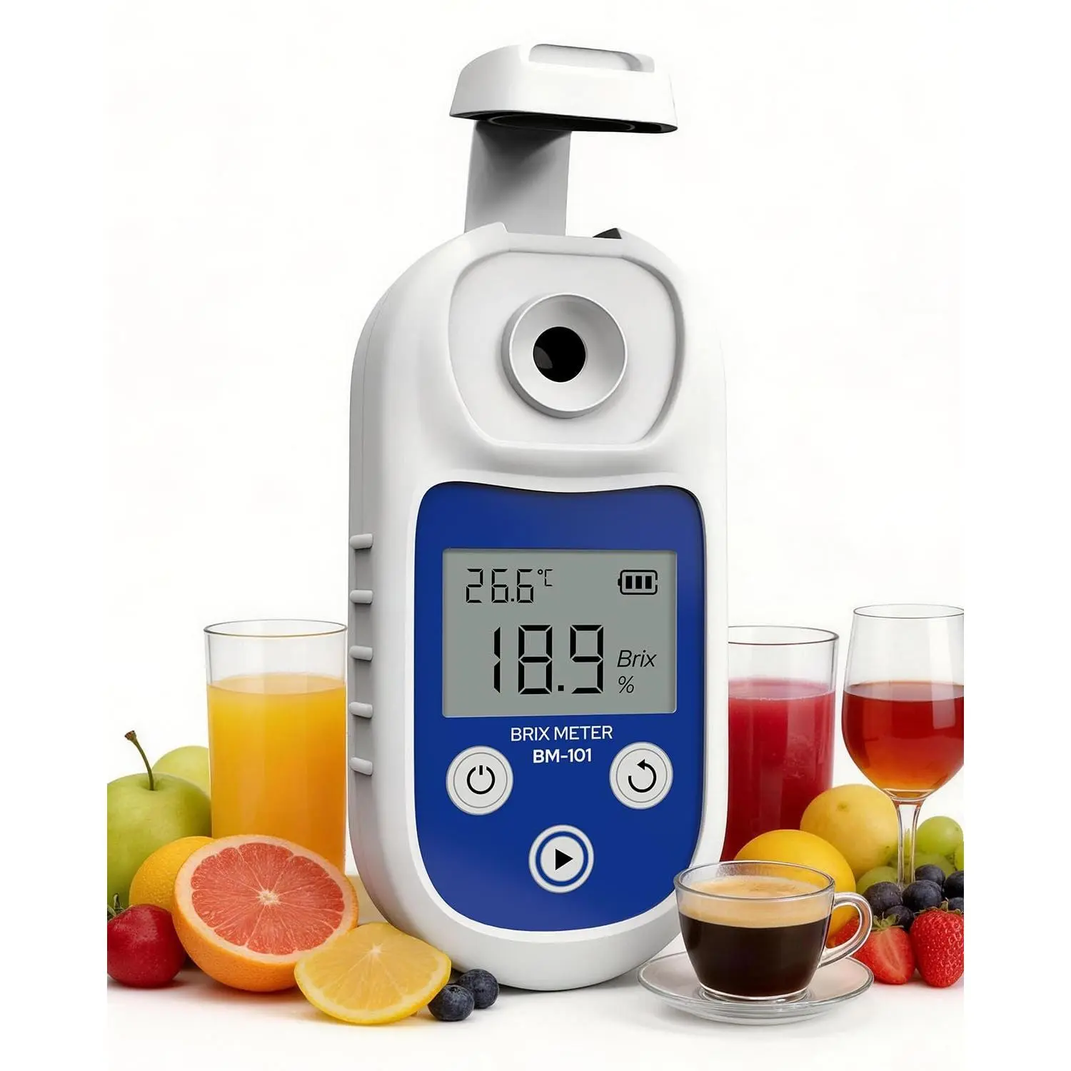 Digital Refractometer Range 0-55 BM101 Brix Refractometer ±0.2% Accuracy with ATC, IP65 Brix Meter for Juice,  Making & Coffee