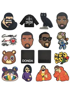 16pcs Cartoon Hip Hop Kanye Hole Shoes Decor, PVC Shoe Buckles for Crocs, DIY Shoe Accessories, Perfect Gift, Fashion Shoe Decoration