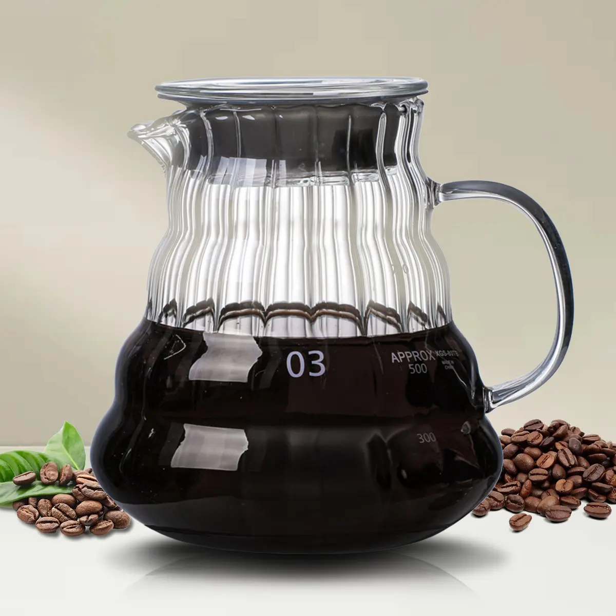 Glass Coffee Server - 360ml/600ml/800ml Cloud Kettle with Lid, Heat Resistant Coffee Pot, Coffee Sharing Pot for Home & Office