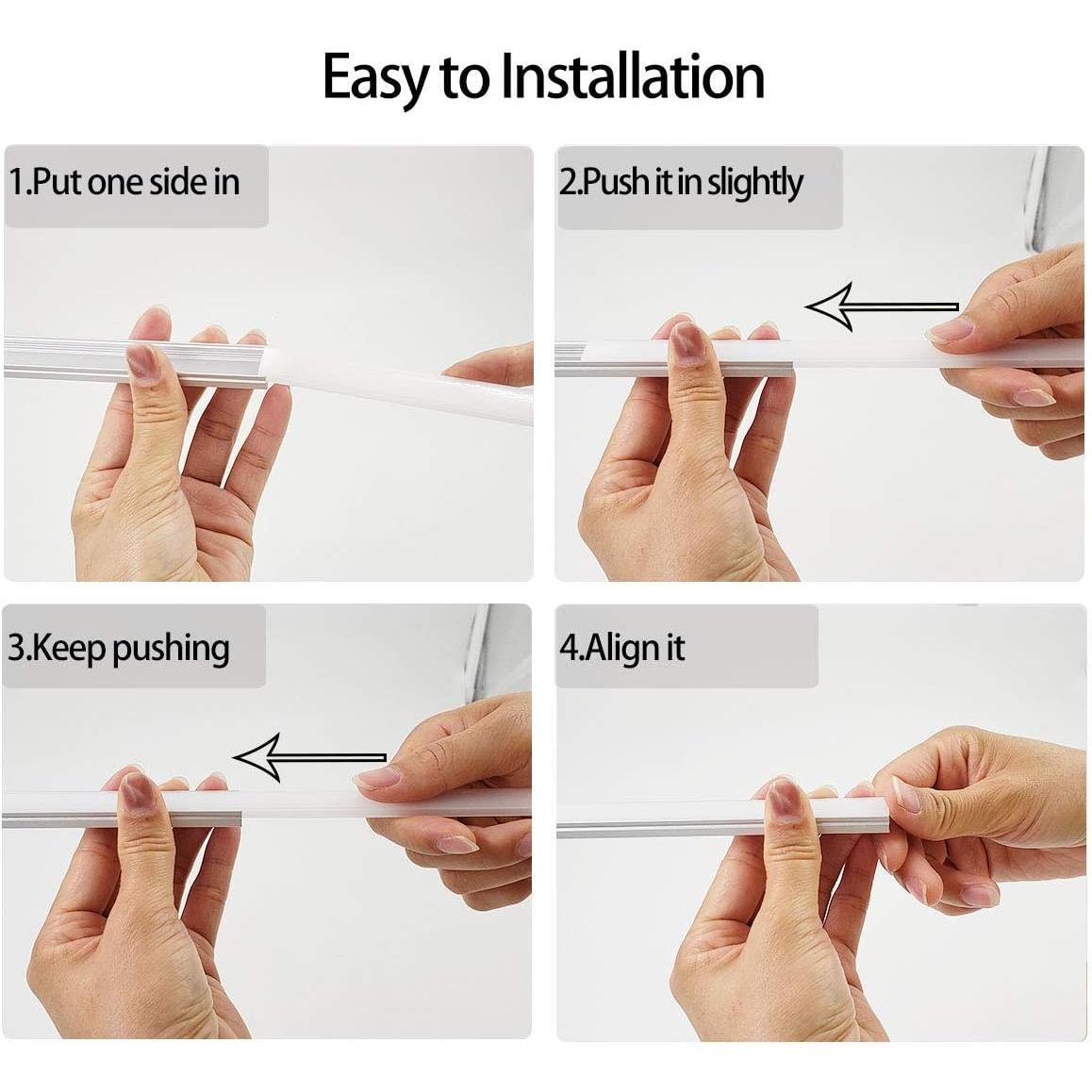 6-Pack 30cm/1ft 17.2x7mm Led Aluminum  System U Shape with Cover, Led Strip Light Diffuser with White End Caps and Mounting Clips Accessories for Under Counter Light Fixture for Indoor