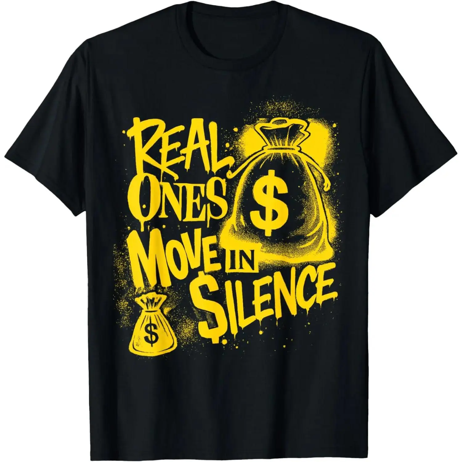 Cotton Yellow Real Ones Move in Silence Color Graphic T-Shirt