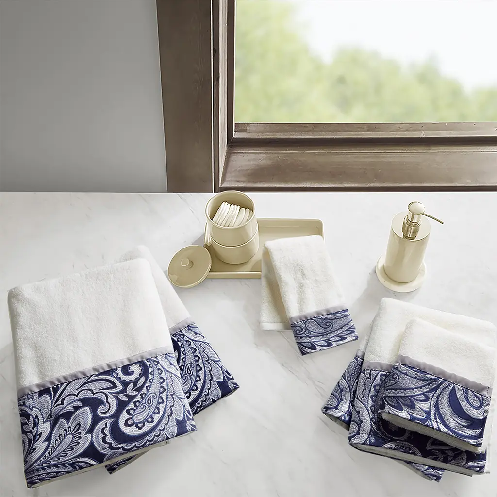 ARCH 6 Piece Jacquard Towel Set, Soft Absorbent Bath Towel Set, Quick Dry Cotton Blend Towels for Bathroom, Hotel Spa Quality, Includes 2 Bath Towels, 2 Hand Towels, 2 Washcloths, Multiple Color Options, Home Furniture and Household Product Search