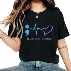 No Story Should End Too Soon T-shirt, Suicide Prevention Awareness Shirt, Mental Health Week Girt Tee, Psychologist Short Sleeve, Therapist Appreciation Tee.