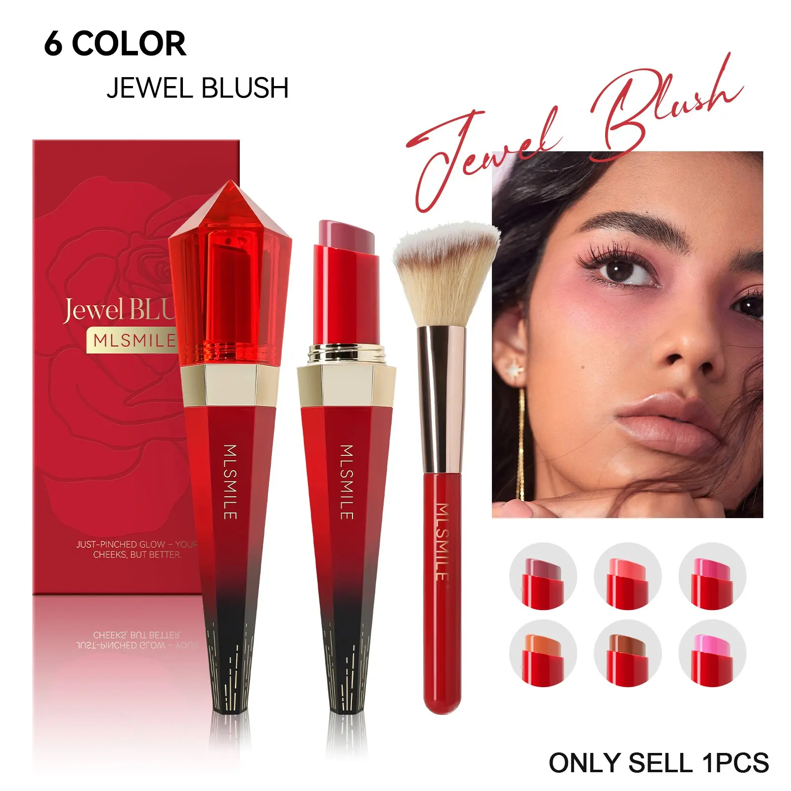 Twist Cream Blush Stick, Silky Melt-In Skin Texture, Waterproof Sweatproof Non-Greasy, Buildable Natural Tipsy Glow, Easy To Blend For All Skin Tones, Create Long-Lasting Luminous Cheek Makeup