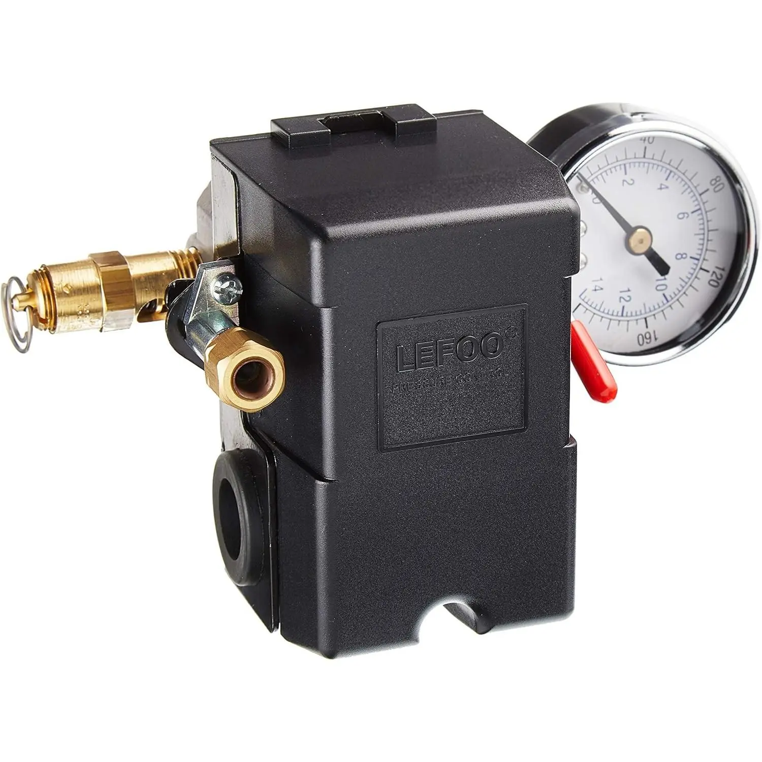 26 Amp Heavy Duty Air Compressor Pressure Switch 145-175 PSI 4 Port with 0-200 PSI Gauge and 200 PSI Pop Off Valve
