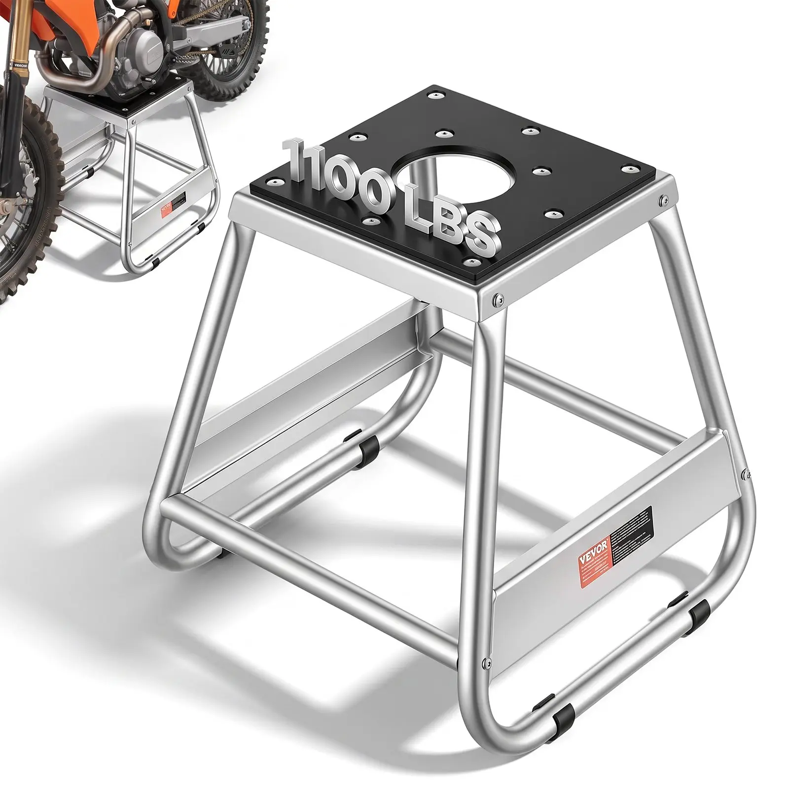 VEVOR Dirt Bike Stand, 1100 lbs Load Capacity Dirtbike Pit Stand, Universal Non-Slip Off-Road Steel Heavy Duty Dirtbike Maintenance Lift, Moto Box Stand for Motorcycle Powersports Maintainence